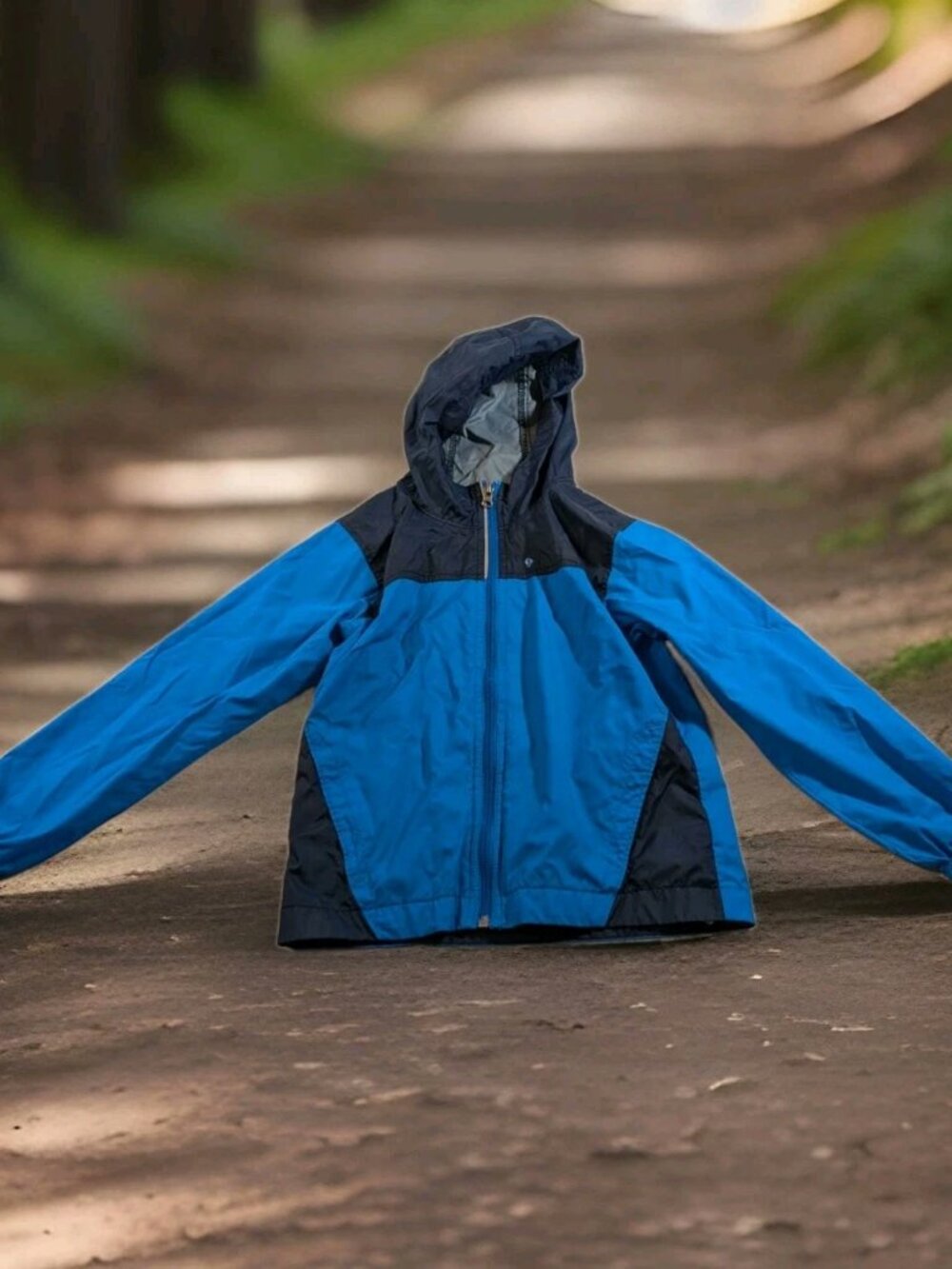 Columbia Boy's Hooded Full Zip Windbreaker Jacket Blue/Black XS